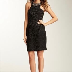 Trina Turk Black Halter Dress Jewels Gold 2